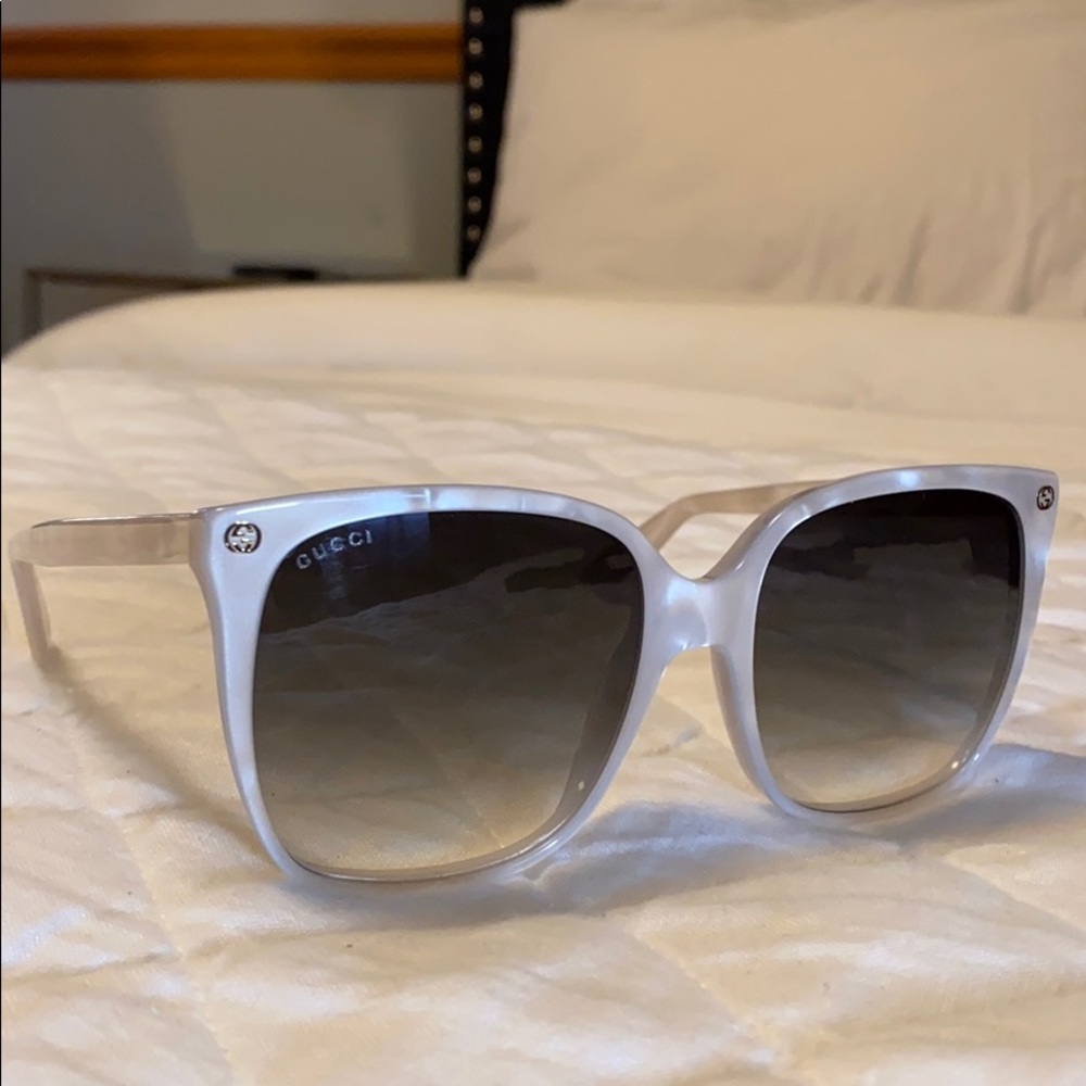 Gucci White Marbleized Oversized sunglasses